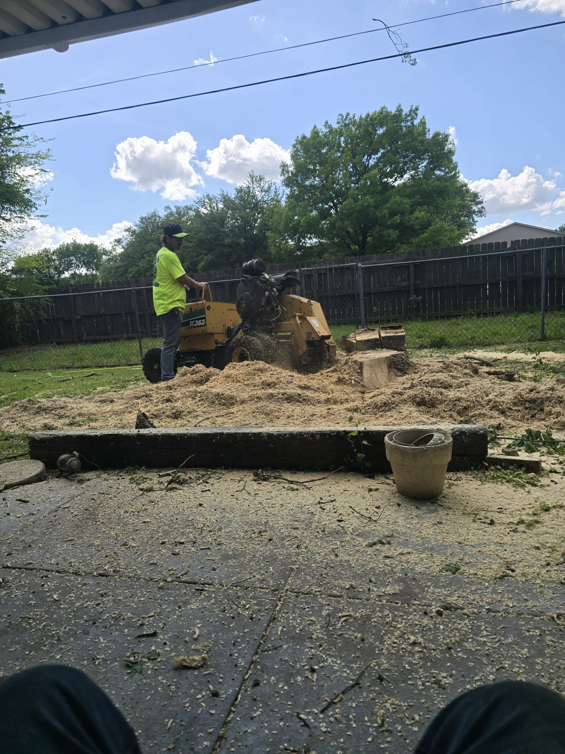 Stump grinding service for outdoor property care
